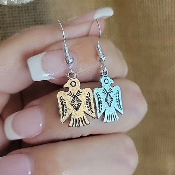 THUNDERBIRD CHARM EARRINGS - Picture 1 of 6